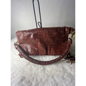 JM Collection Fold Over Brown Bag Handbag Purse Tote Over sized adjustable bag